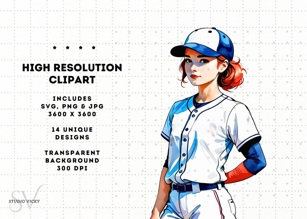 Watercolor Baseball Clipart: PNG, SVG, JPG Files