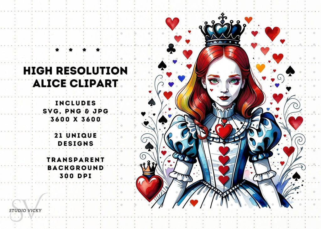 Watercolor Alice in Wonderland Clipart: Storybook PNG Set (Digital Download)