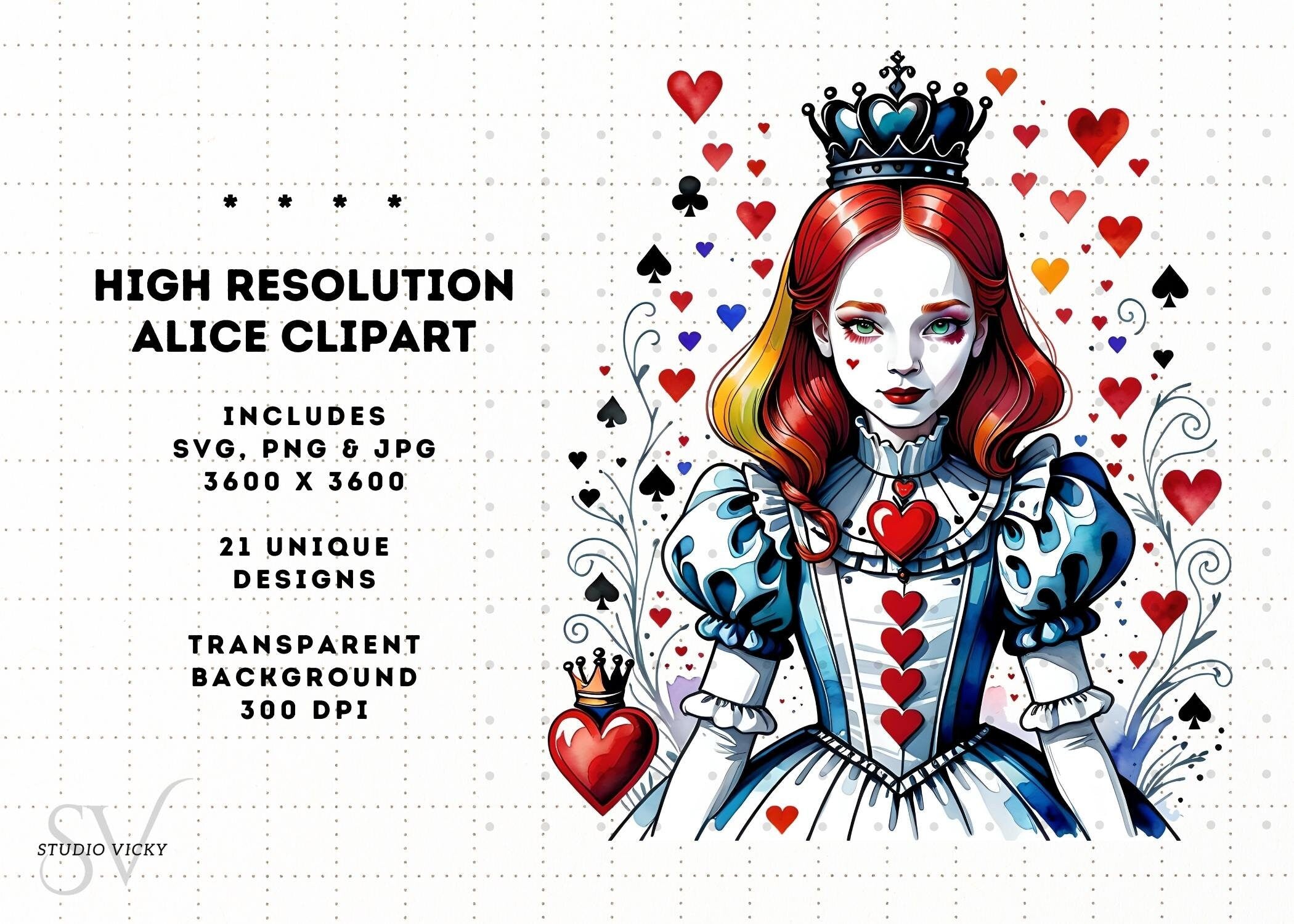 Watercolor Alice in Wonderland Clipart: Storybook PNG Set (Digital Download)