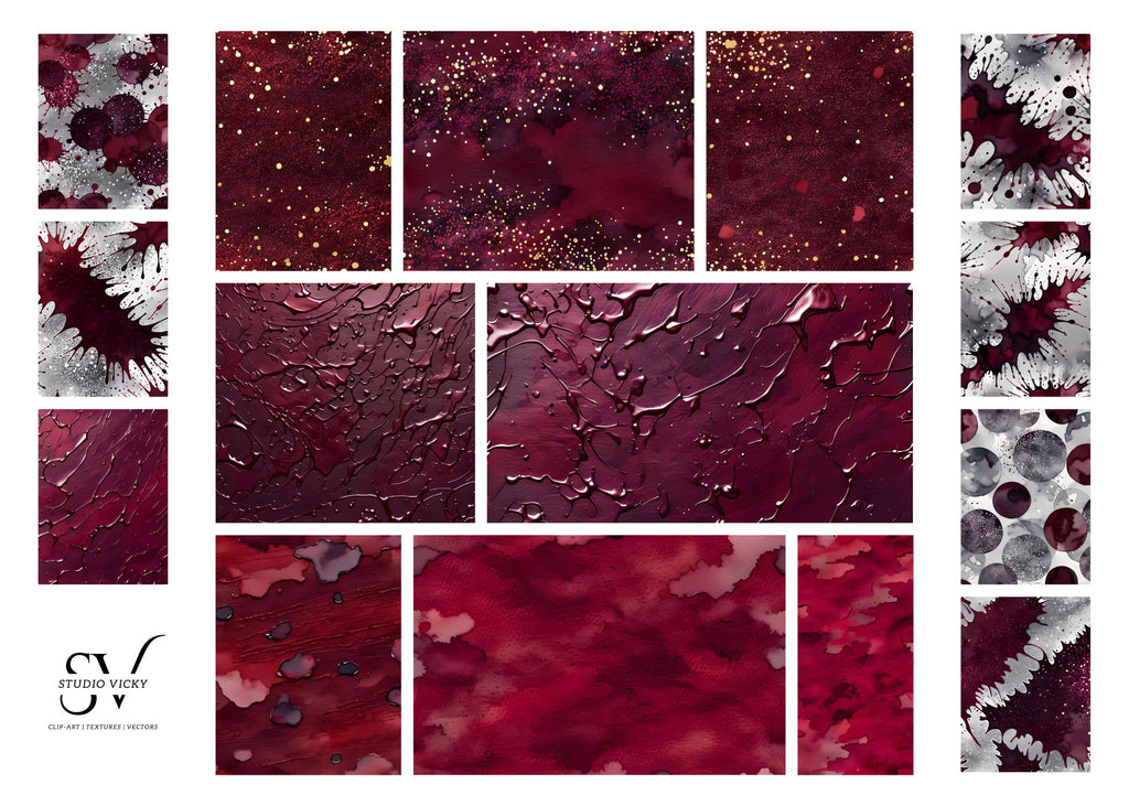 Maroon Watercolor Digital Paper: Seamless Dot Textures (JPEG)