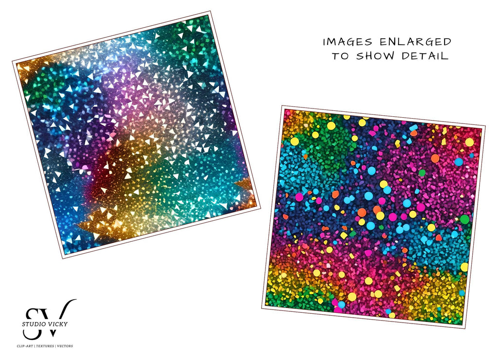 Rainbow Glitter Digital Paper: 12x12 JPEG Backgrounds (Instant Download)