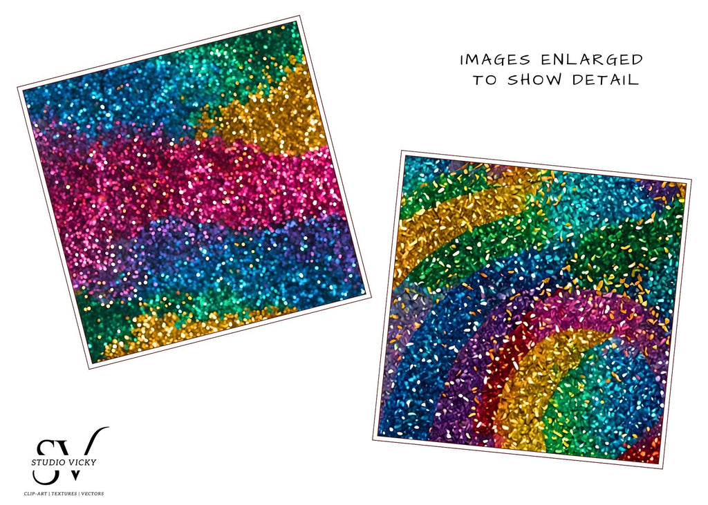 Rainbow Glitter Digital Paper: 12x12 JPEG Backgrounds (Instant Download)