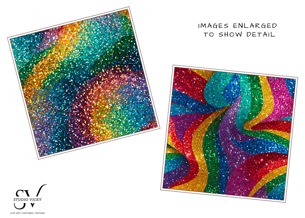 Rainbow Glitter Digital Paper: 12x12 JPEG Backgrounds (Instant Download)
