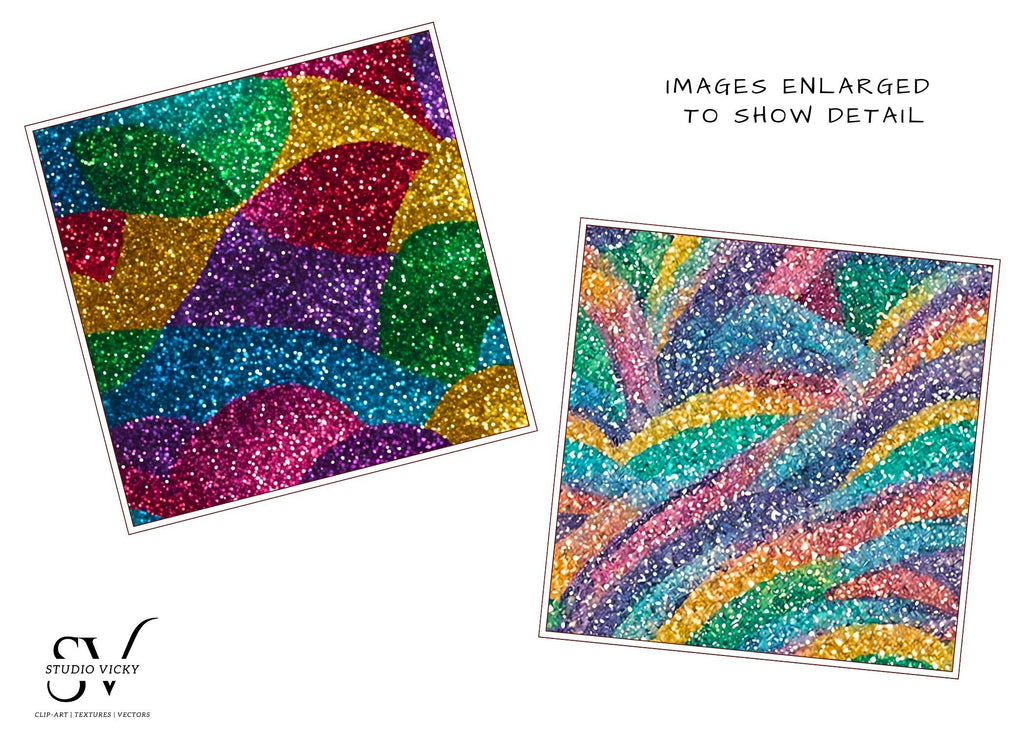 Rainbow Glitter Digital Paper: 12x12 JPEG Backgrounds (Instant Download)
