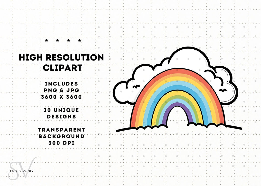 Rainbow Clipart: Magical SVG, PNG, JPEG Files (Digital Download)