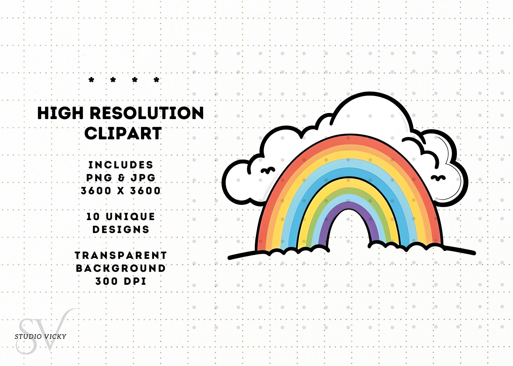 Rainbow Clipart: Magical SVG, PNG, JPEG Files (Digital Download)