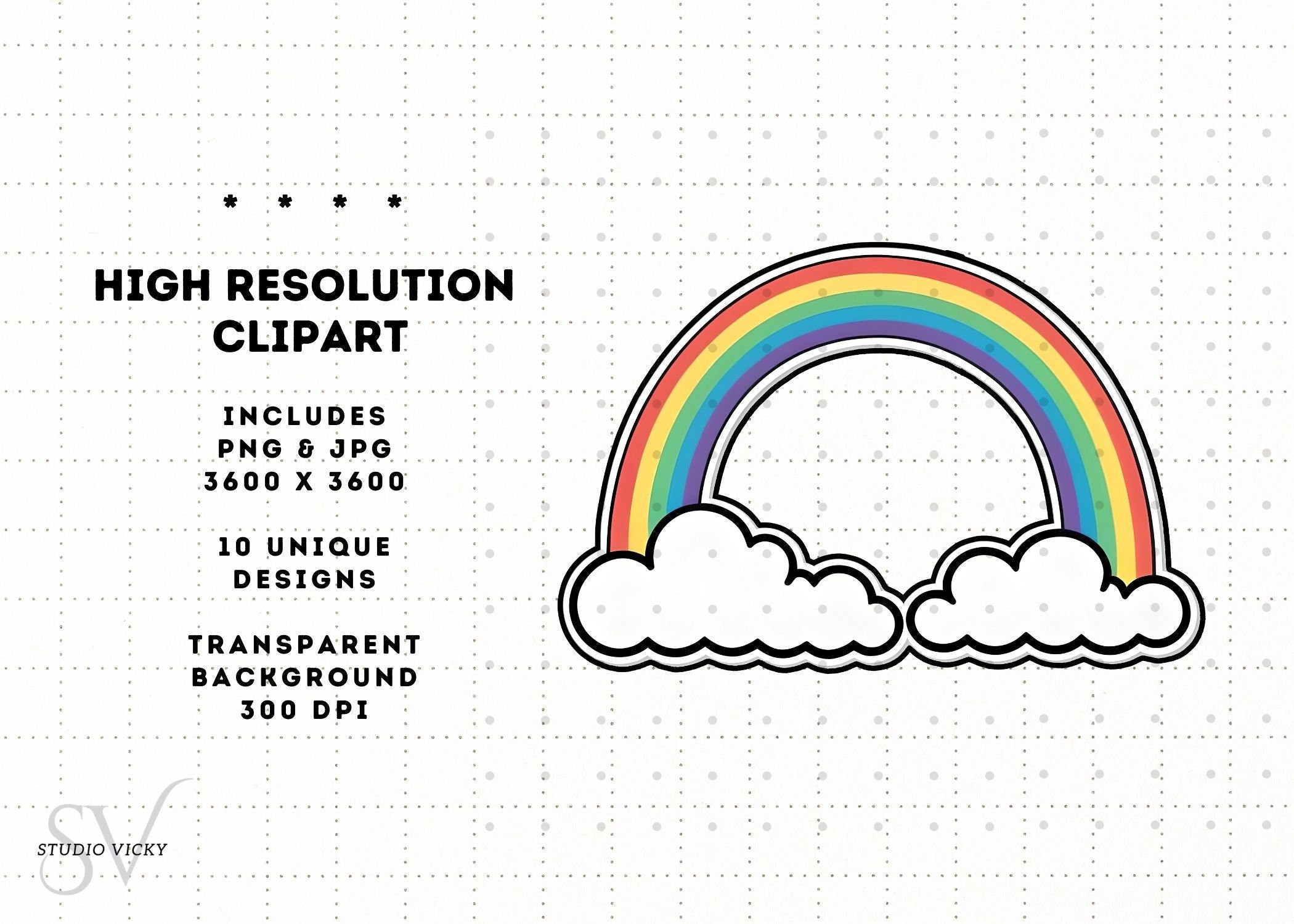 Rainbow Clipart: Magical SVG, PNG, JPEG Files (Digital Download)