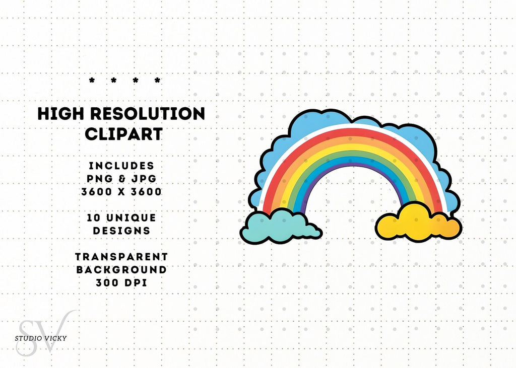 Rainbow Clipart: Magical SVG, PNG, JPEG Files (Digital Download)