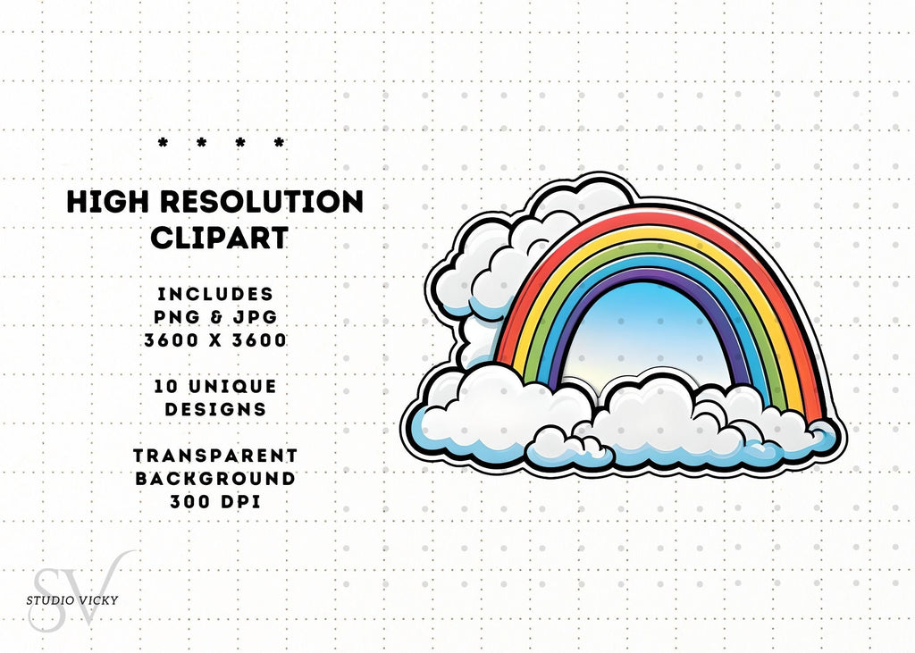 Rainbow Clipart: Magical SVG, PNG, JPEG Files (Digital Download)