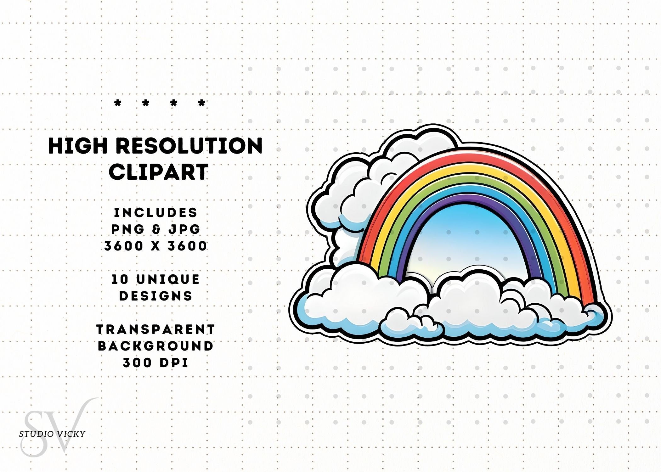 Rainbow Clipart: Magical SVG, PNG, JPEG Files (Digital Download)