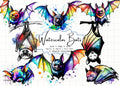 Watercolor Bat Clipart Bundle: Halloween PNG, SVG, JPEG (Digital Download)
