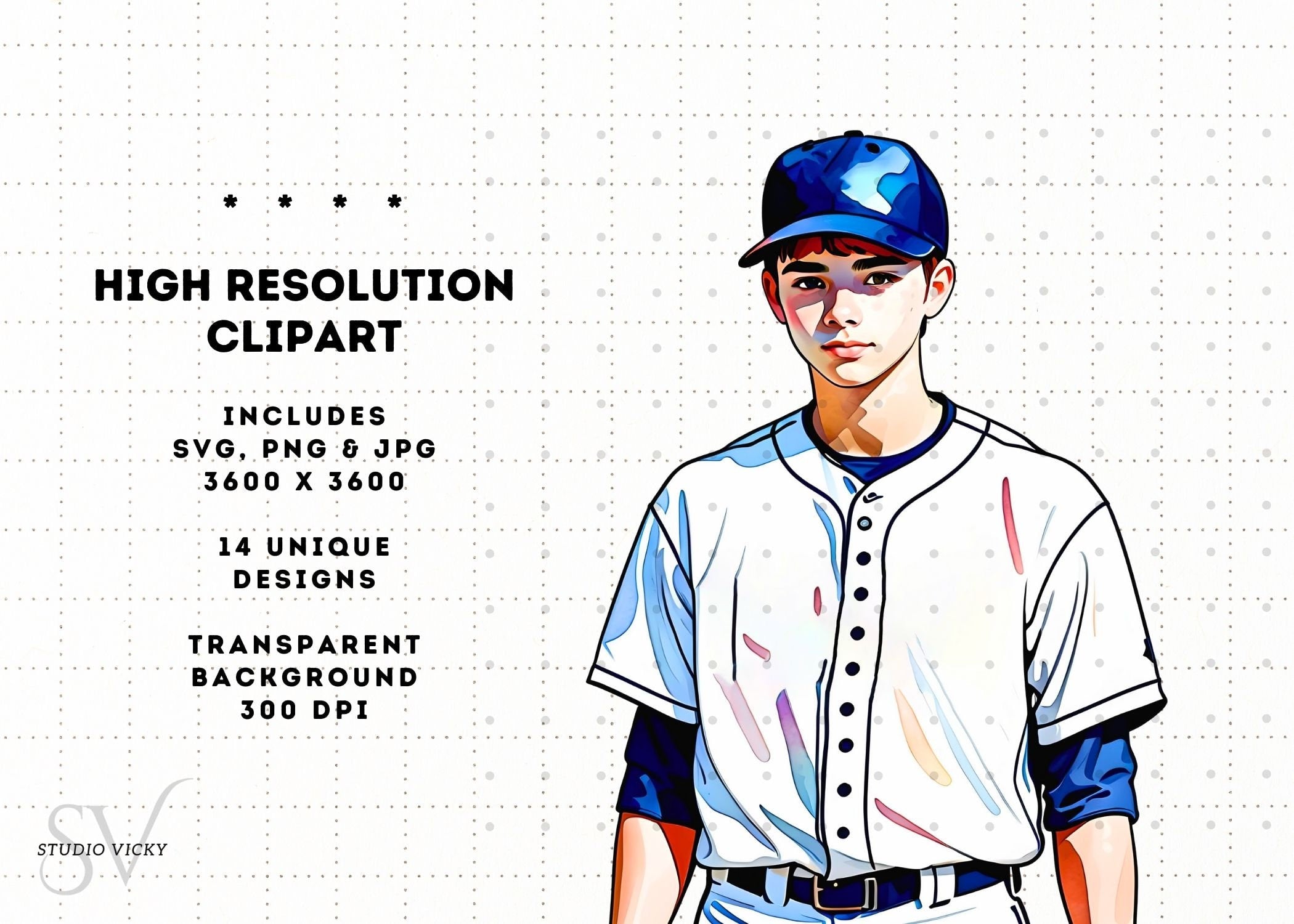 Watercolor Baseball Clipart: PNG, SVG, JPG Files