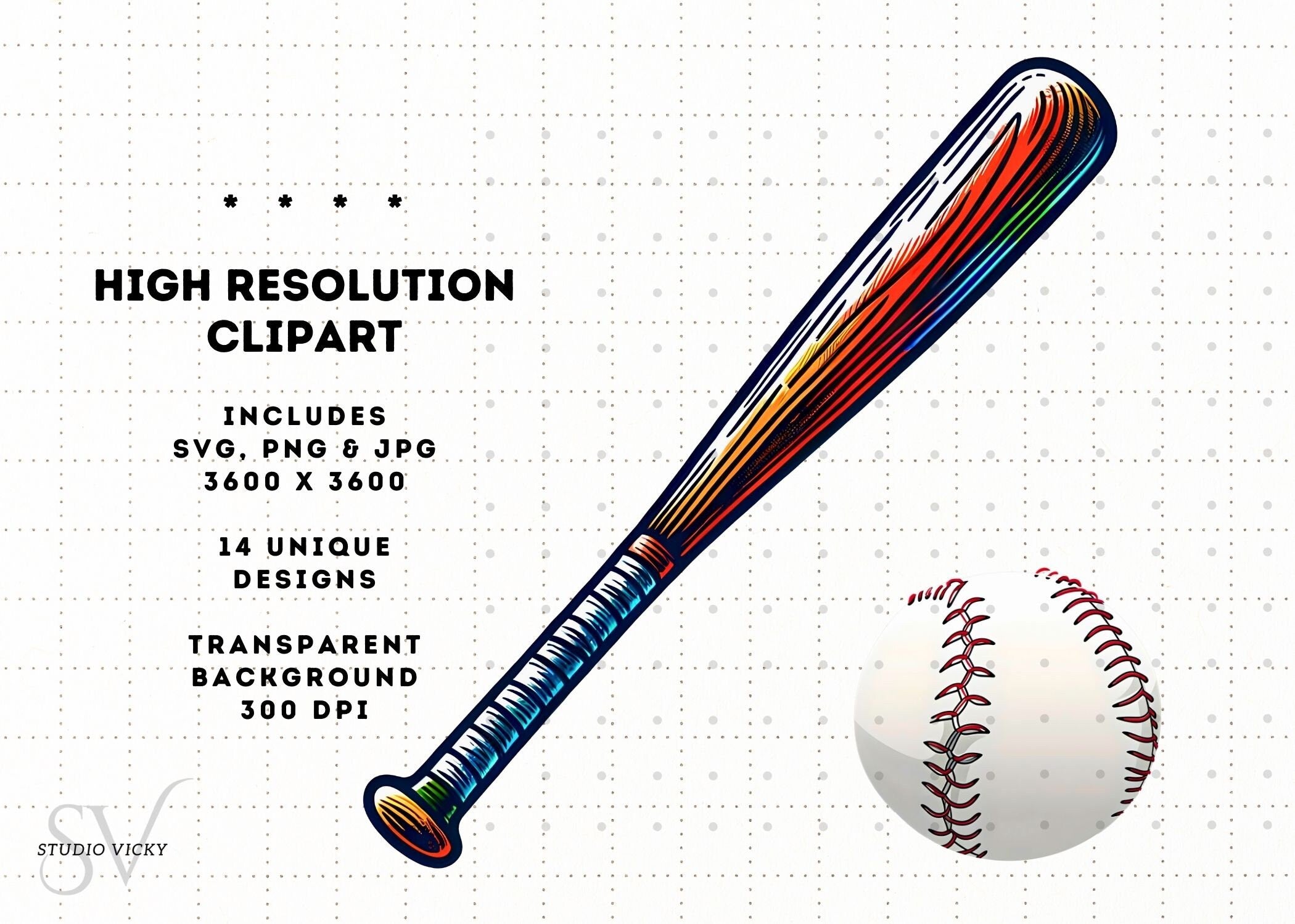 Watercolor Baseball Clipart: PNG, SVG, JPG Files