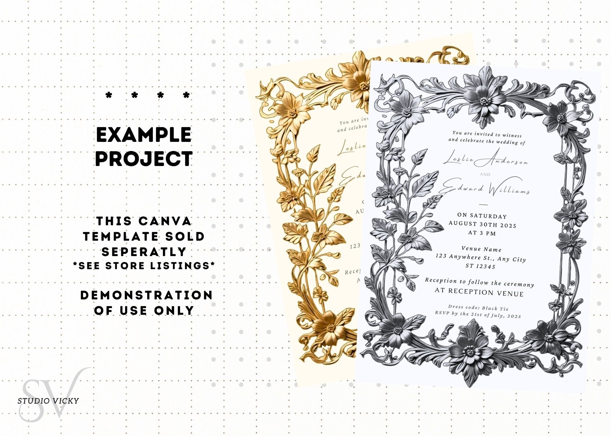 Gold and Silver Floral Vintage Frames, Regency Style (SVG, PNG, JPG)