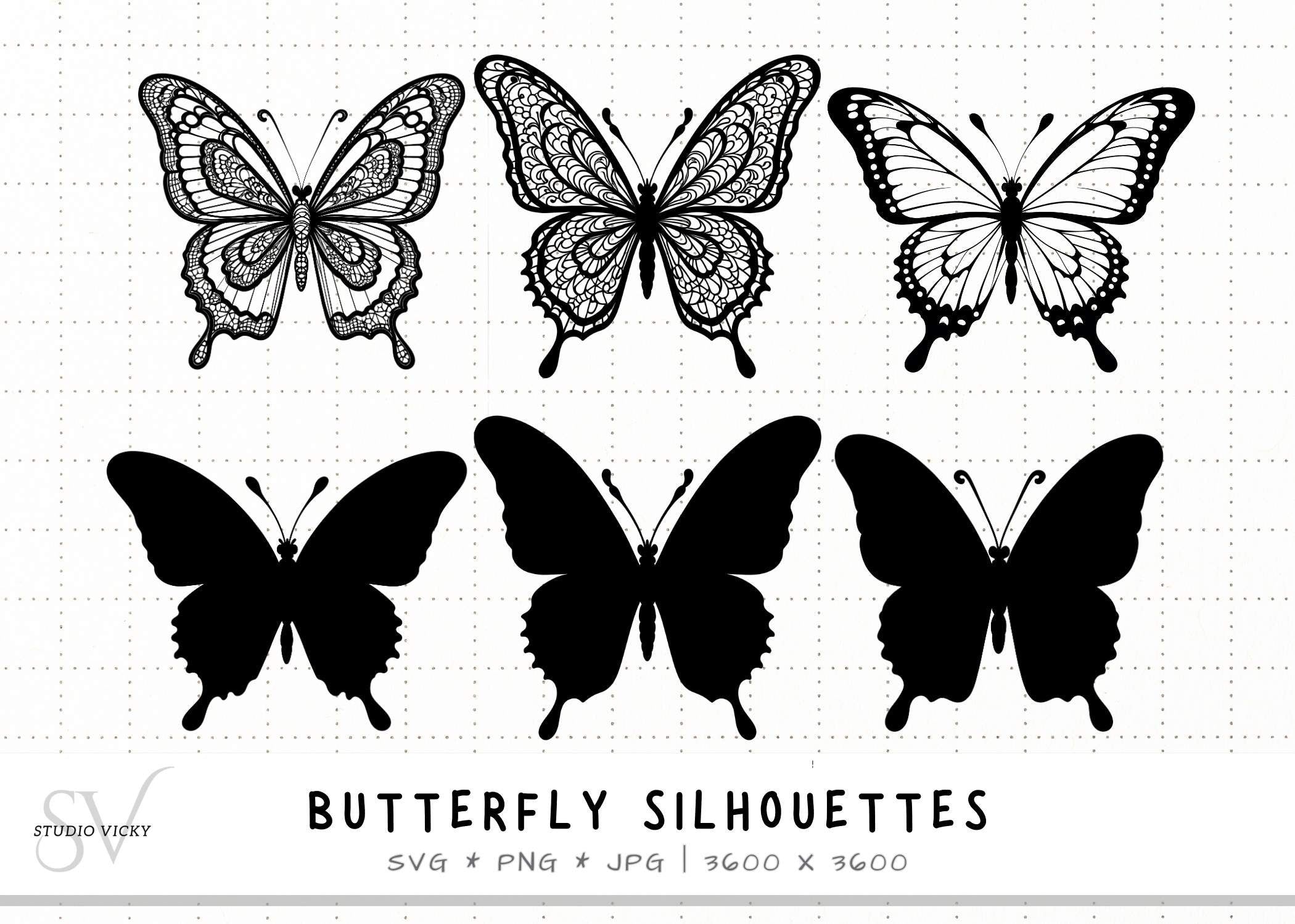 Butterfly Silhouette Clipart: SVG, PNG, JPG Files