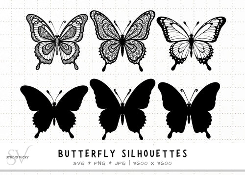 Butterfly Silhouette Clipart: SVG, PNG, JPG Files