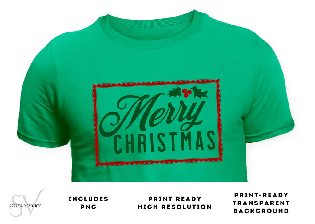 Merry Christmas PNG Design: Holiday Clipart (Digital Download)