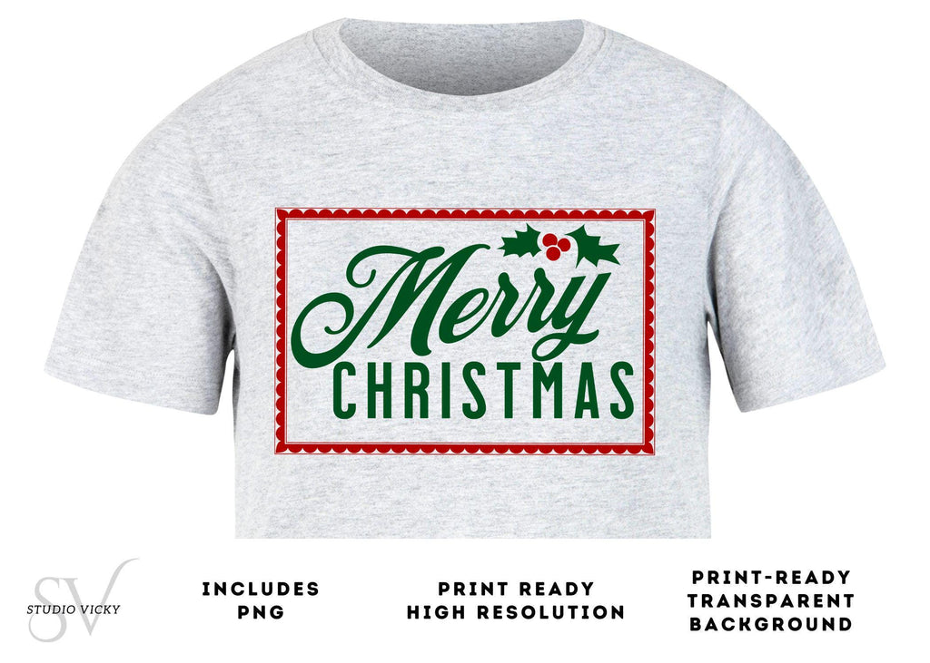 Merry Christmas PNG Design: Holiday Clipart (Digital Download)