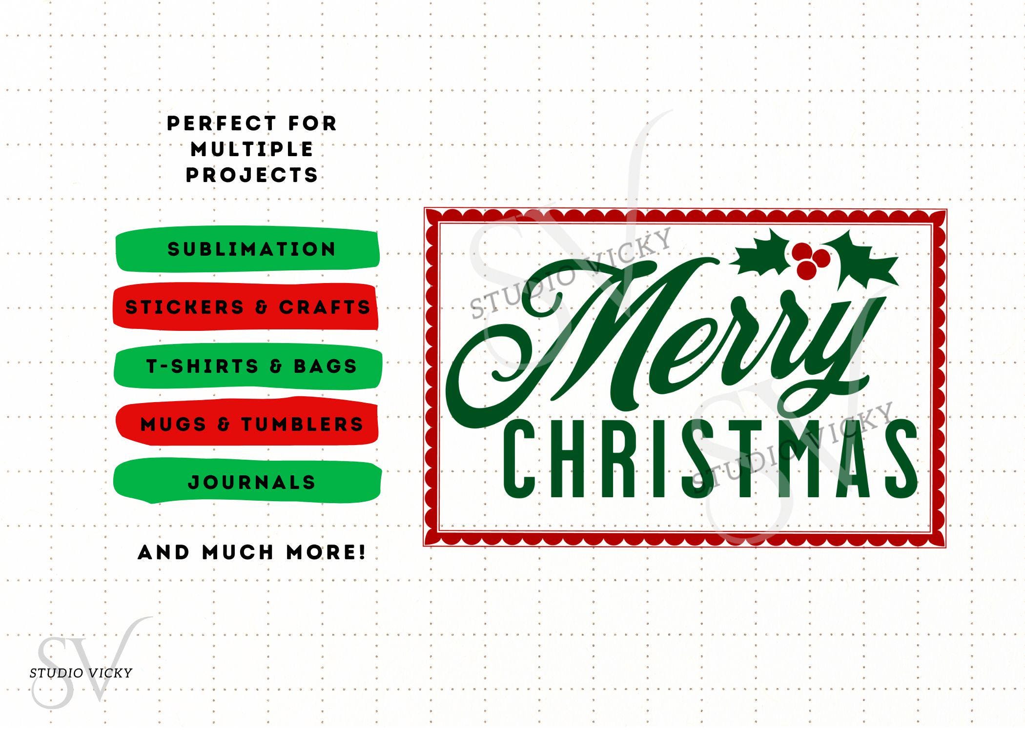 Merry Christmas PNG Design: Holiday Clipart (Digital Download)