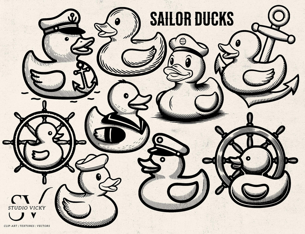 Sailor Duck Clipart: Nautical Cruise Designs (PNG, SVG)