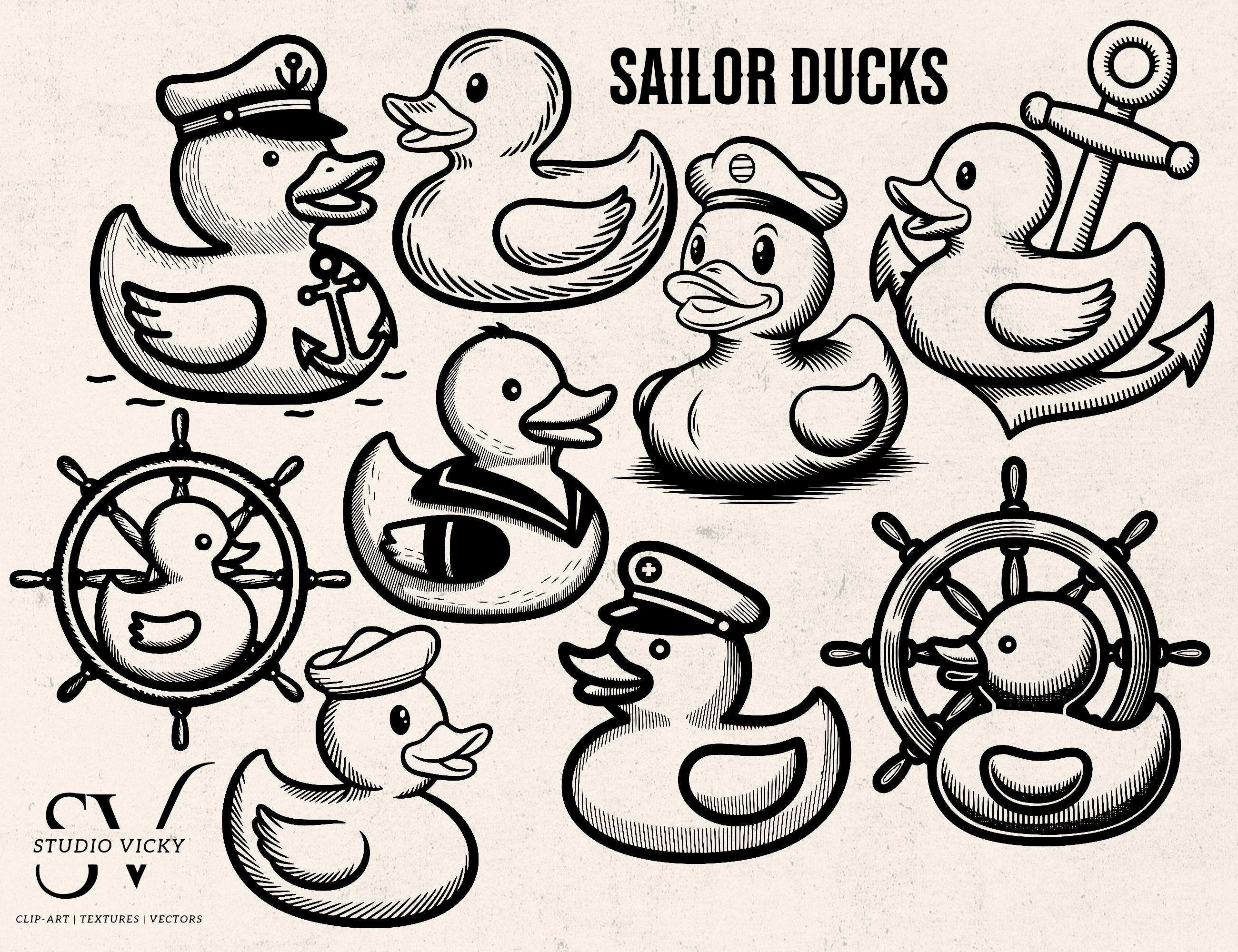 Sailor Duck Clipart: Nautical Cruise Designs (PNG, SVG)