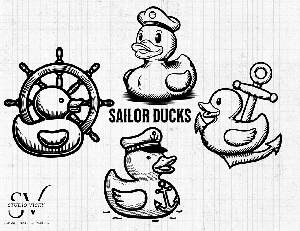 Sailor Duck Clipart: Nautical Cruise Designs (PNG, SVG)