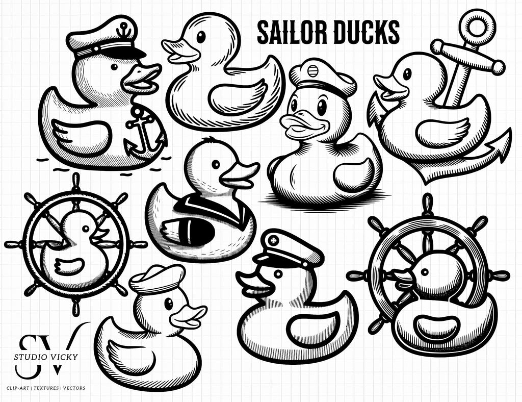 Sailor Duck Clipart: Nautical Cruise Designs (PNG, SVG)