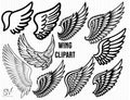 Angel Wing Clipart: Black and White Feather SVG, PNG (Digital Download)