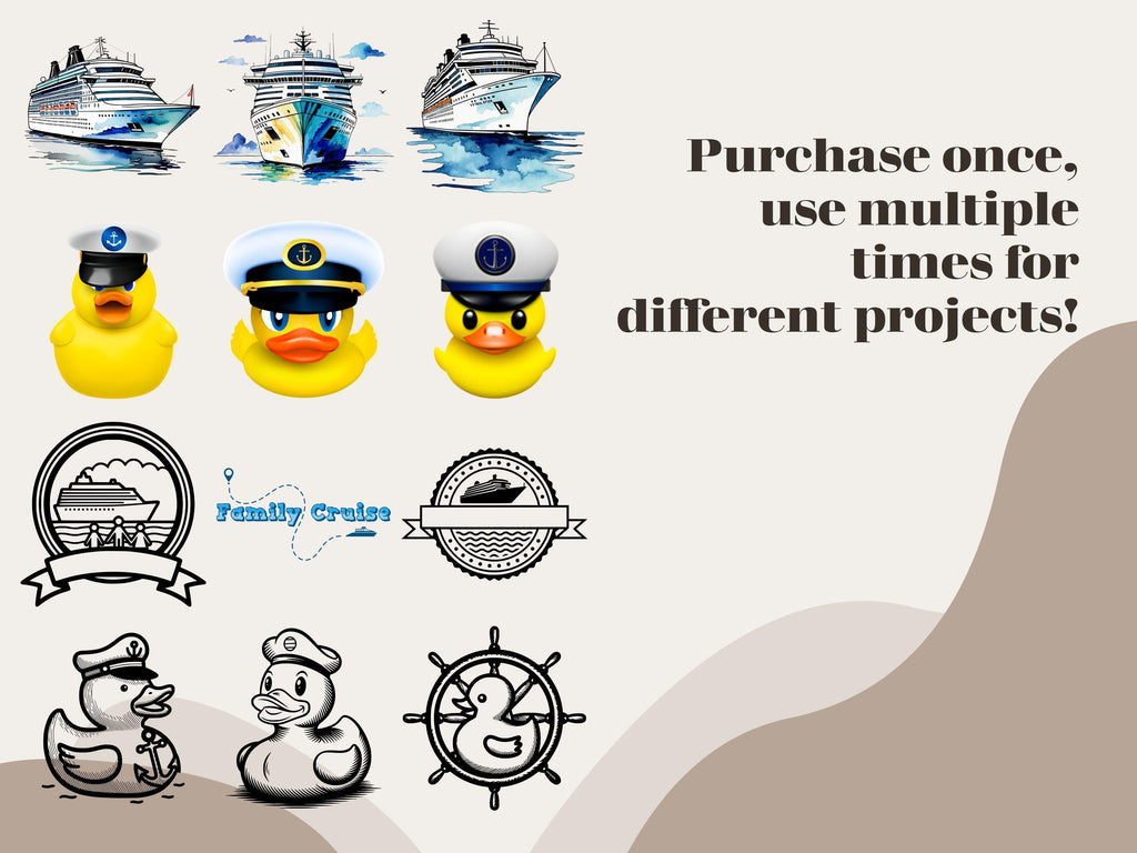 Cruise Duck Clipart: 50+ PNG & SVG Illustrations (Digital Download)