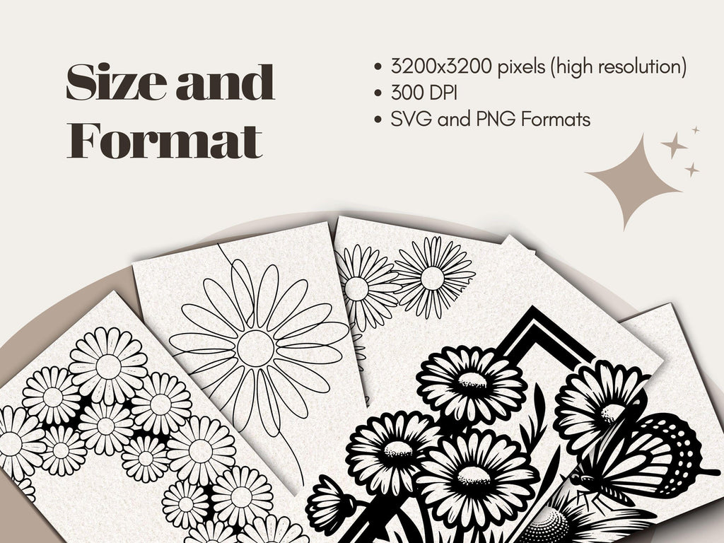 Daisy Clipart: 50+ Floral SVG & PNG Illustrations (Digital Download)