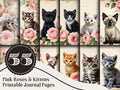 Shabby Pink Rose Kitten Journal Pages: Printable Ephemera Kit (PDF Download)