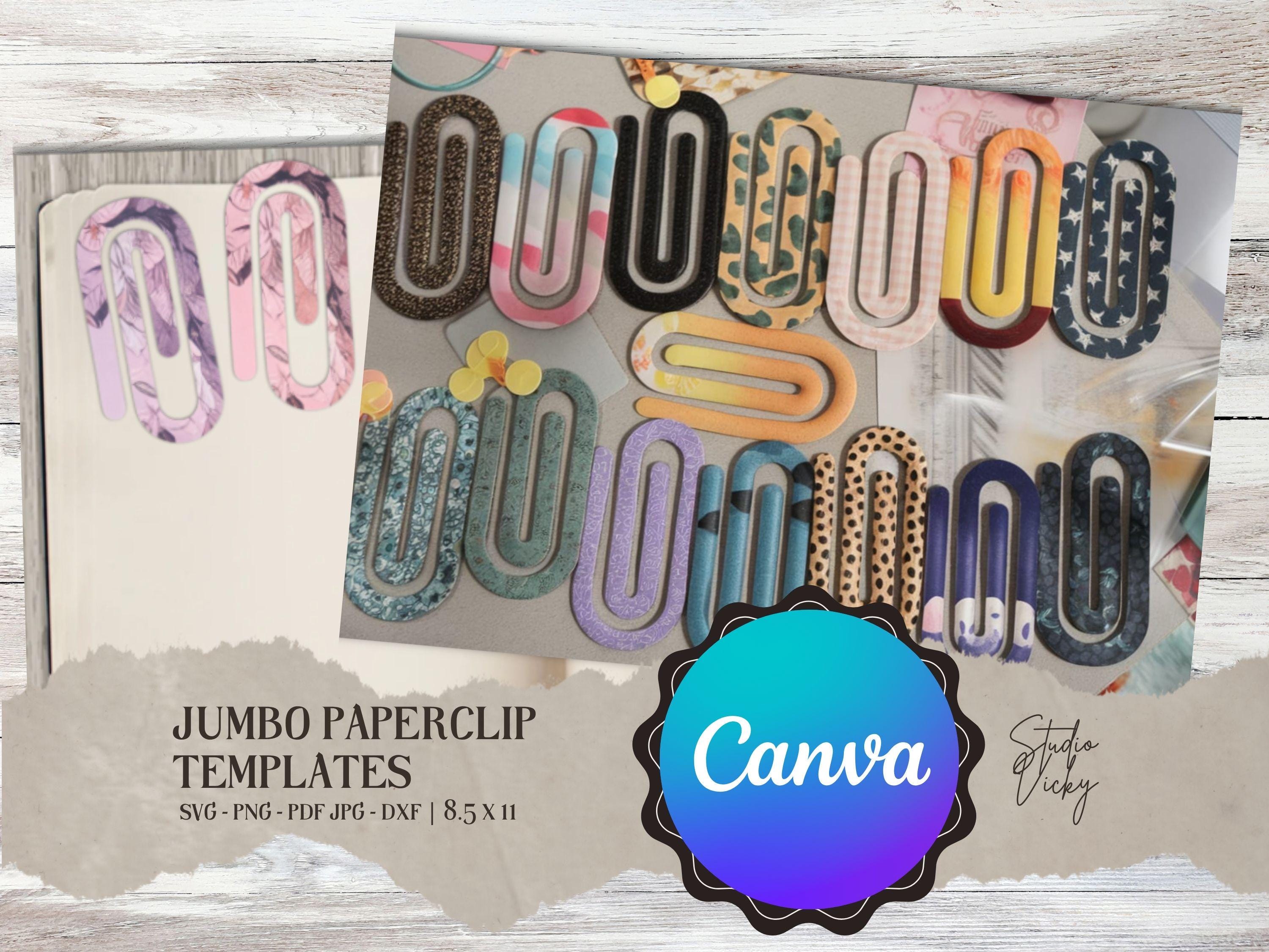 Jumbo Paper Clip Template: Canva Editable Bookmark SVG Bundle (Digital Download)