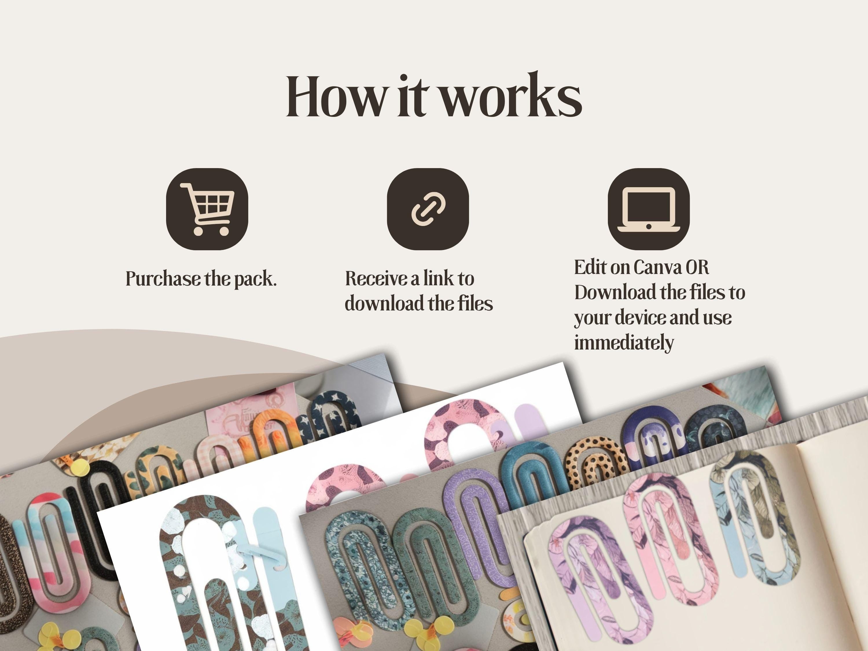 Jumbo Paper Clip Template: Canva Editable Bookmark SVG Bundle (Digital Download)