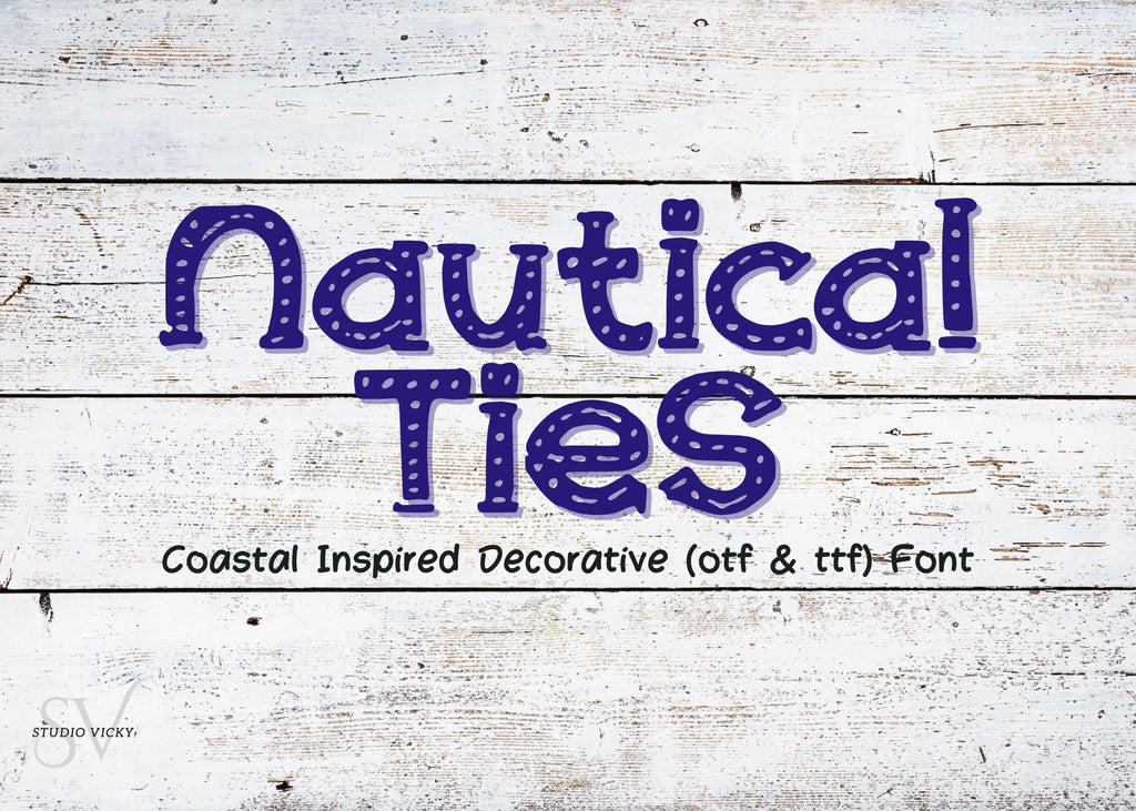 Nautical Ties Font Bundle: Coastal Decorative Font (OTF, TTF)