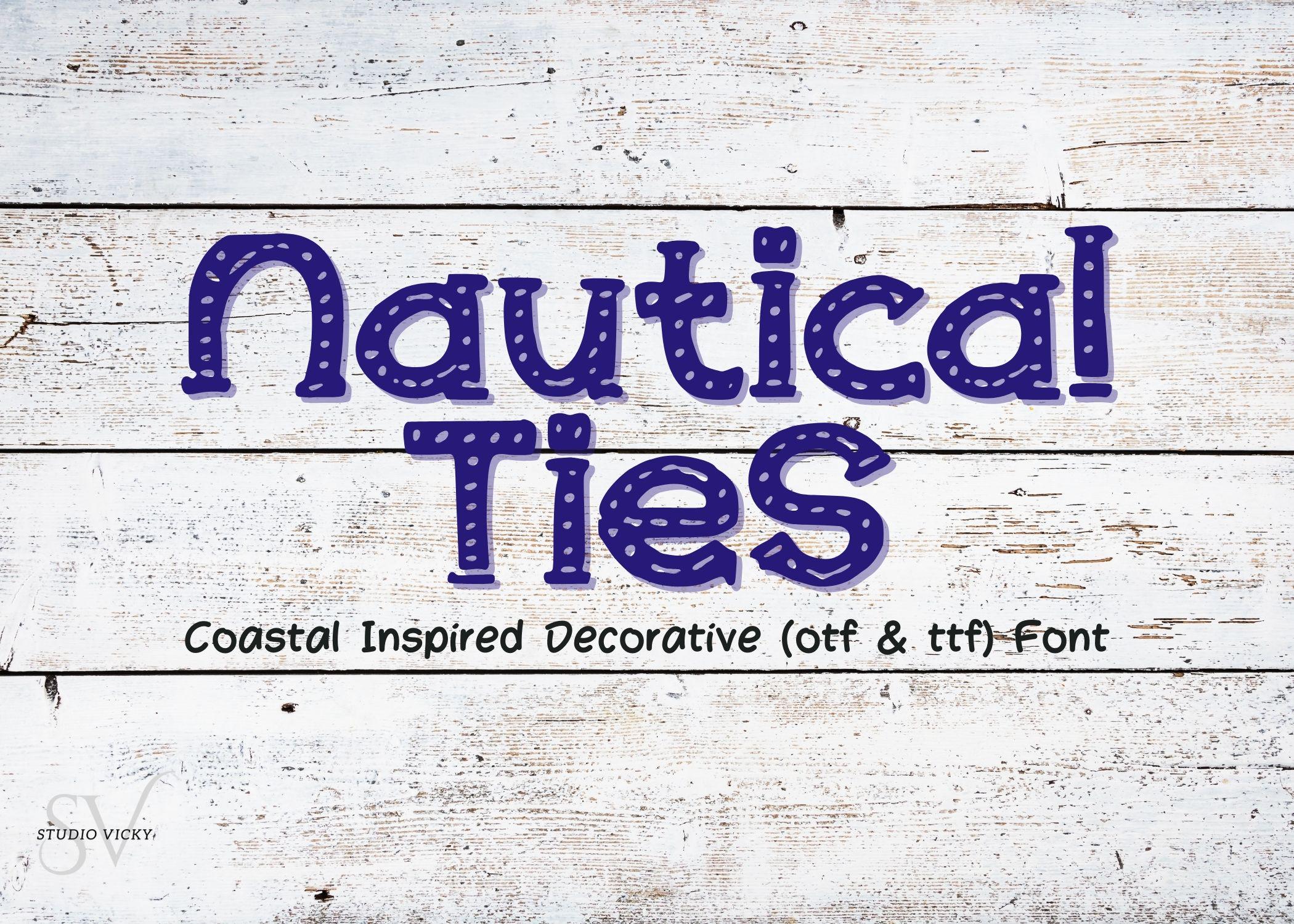 Nautical Ties Font Bundle: Coastal Decorative Font (OTF, TTF)