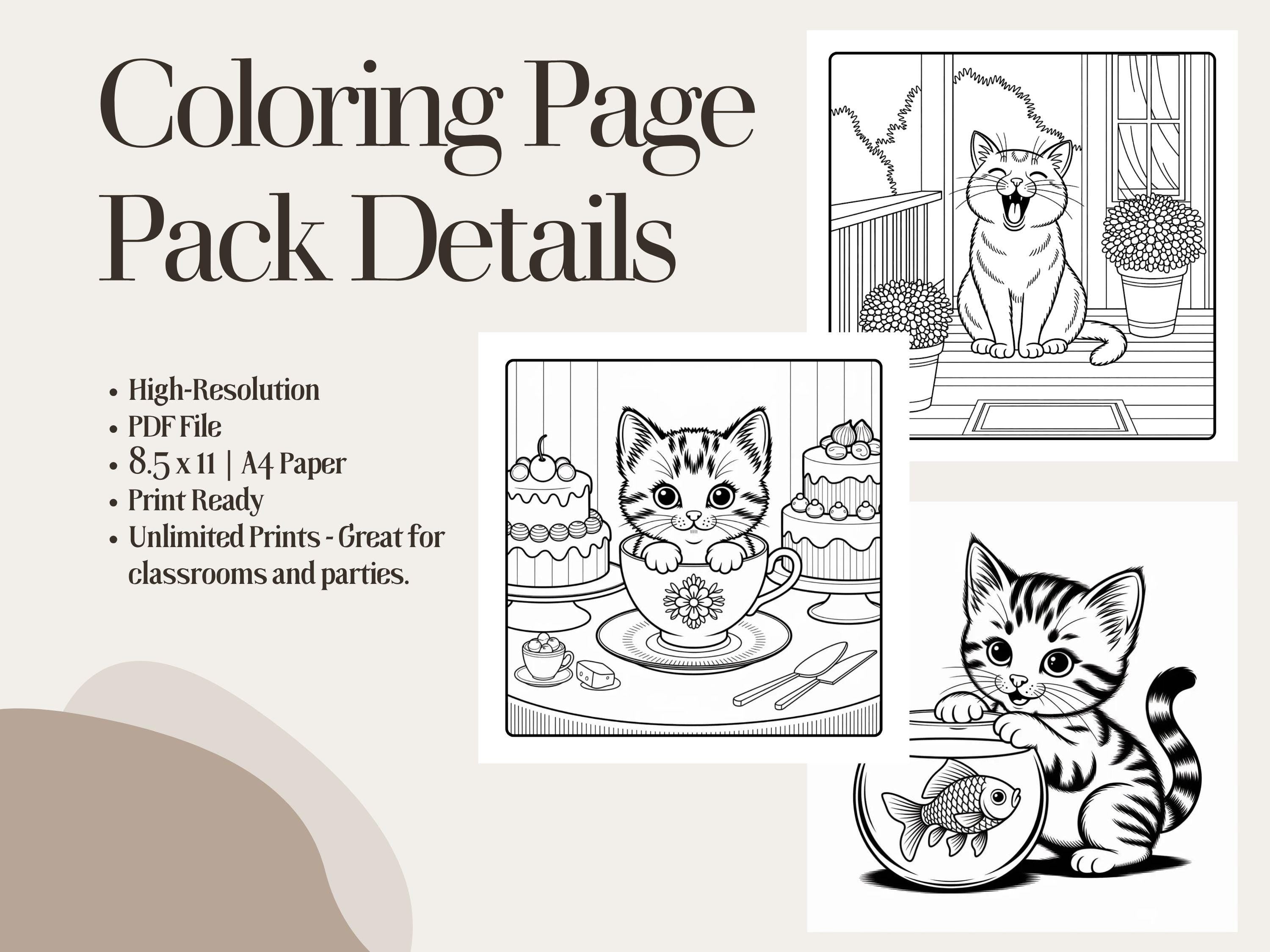 Cozy Kitties Coloring Book Pages: Hygge Cat Illustrations (PDF Download)