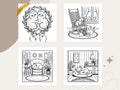 Cozy Kitties Coloring Book Pages: Hygge Cat Illustrations (PDF Download)