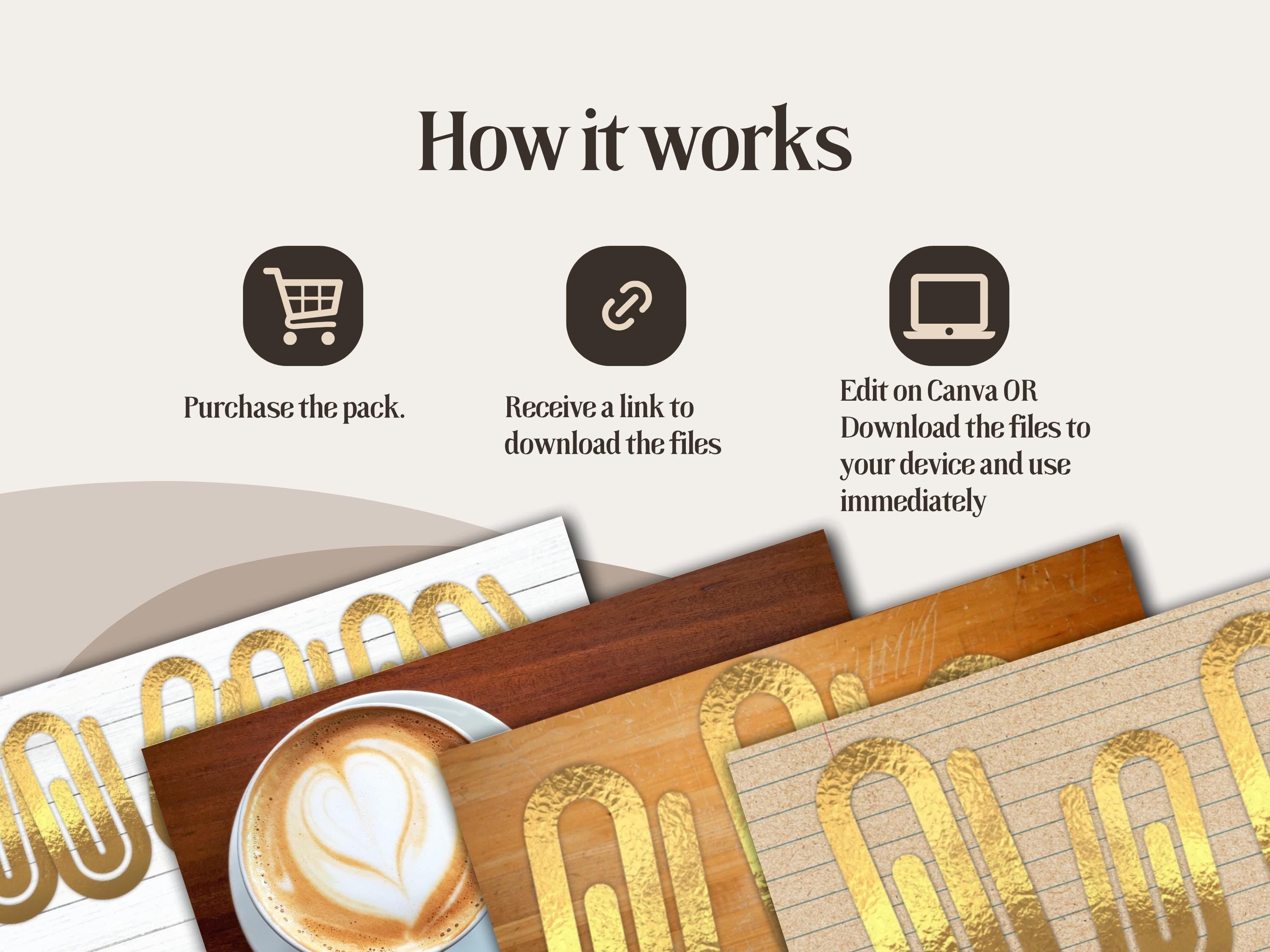 Jumbo Gold Paper Clip Template: Canva Editable Bookmark SVG (Digital Download)
