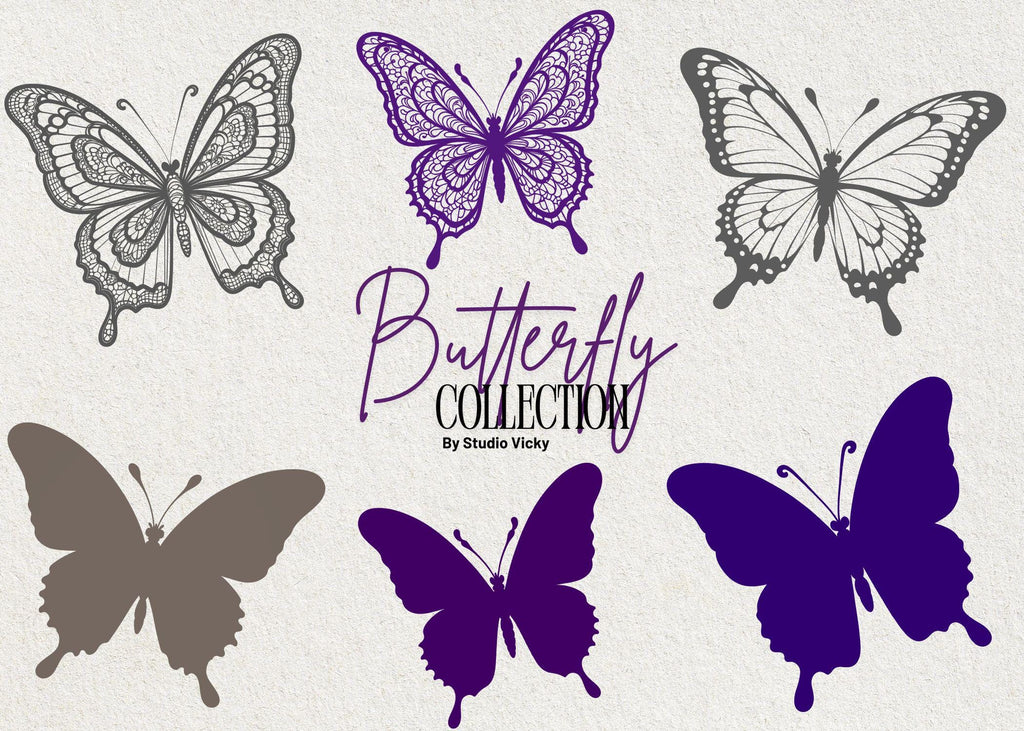 Butterfly Silhouette Clipart: SVG, PNG, JPG Files
