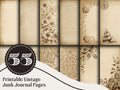 Vintage Damask Junk Journal Pages: Beige Floral Ephemera (PDF Download)