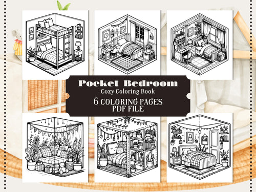 Cozy Bedroom Coloring Book: Relaxing Pocket Room Scenes (PDF Download)