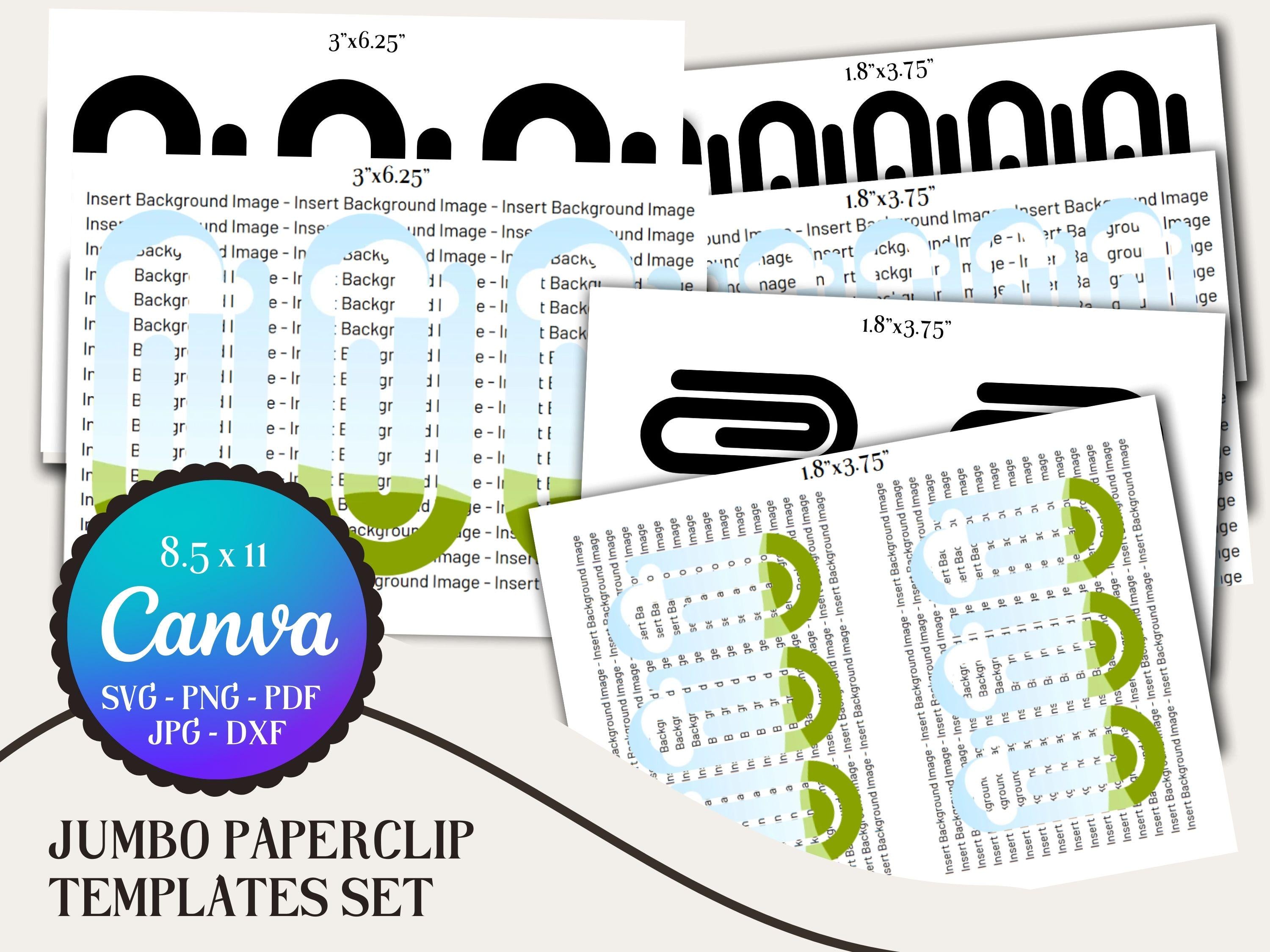 Jumbo Paper Clip Template: Canva Editable Bookmark SVG Bundle (Digital Download)