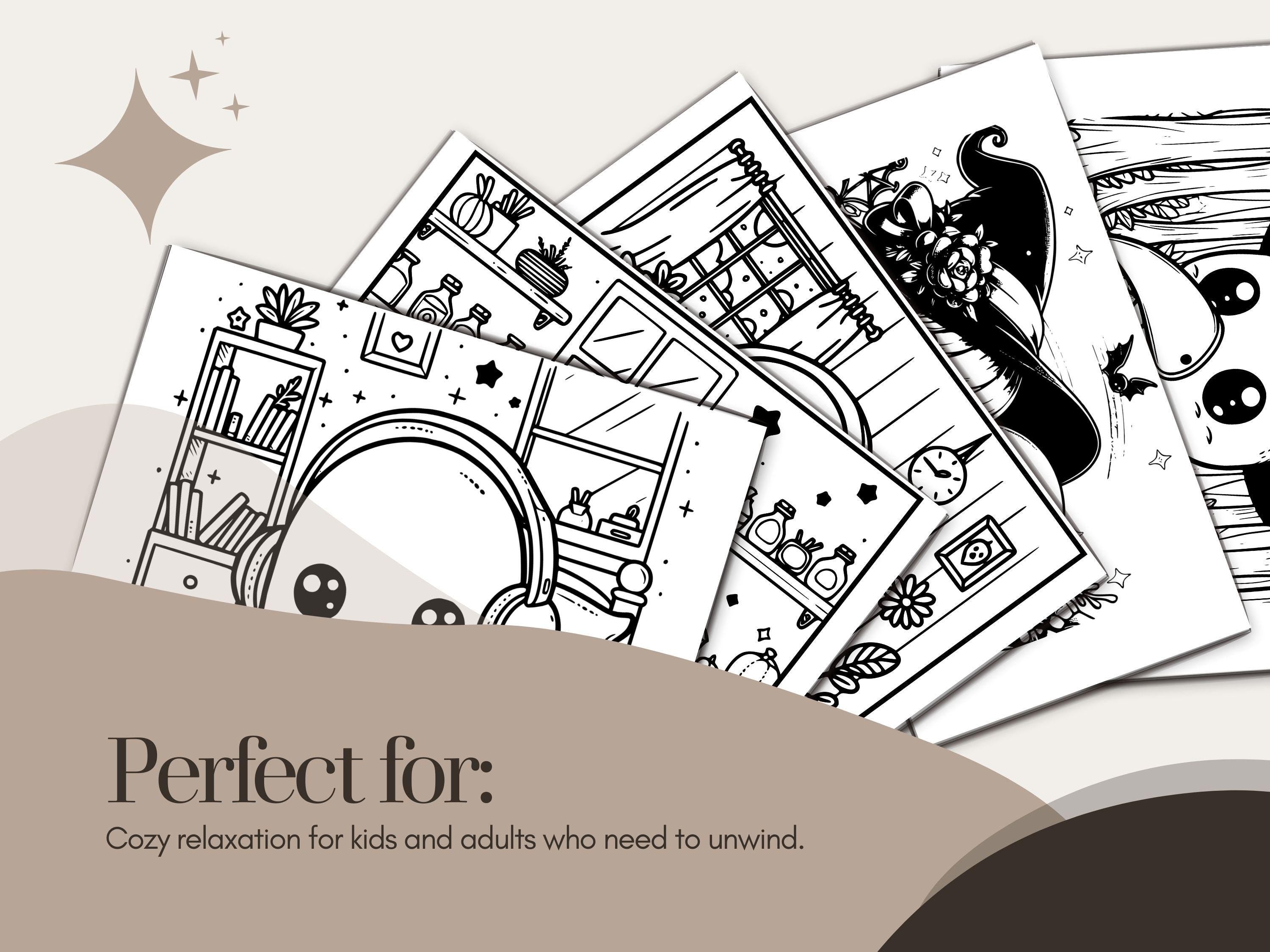Spooky Cuties Coloring Book: Cozy Halloween Characters (PDF Download)