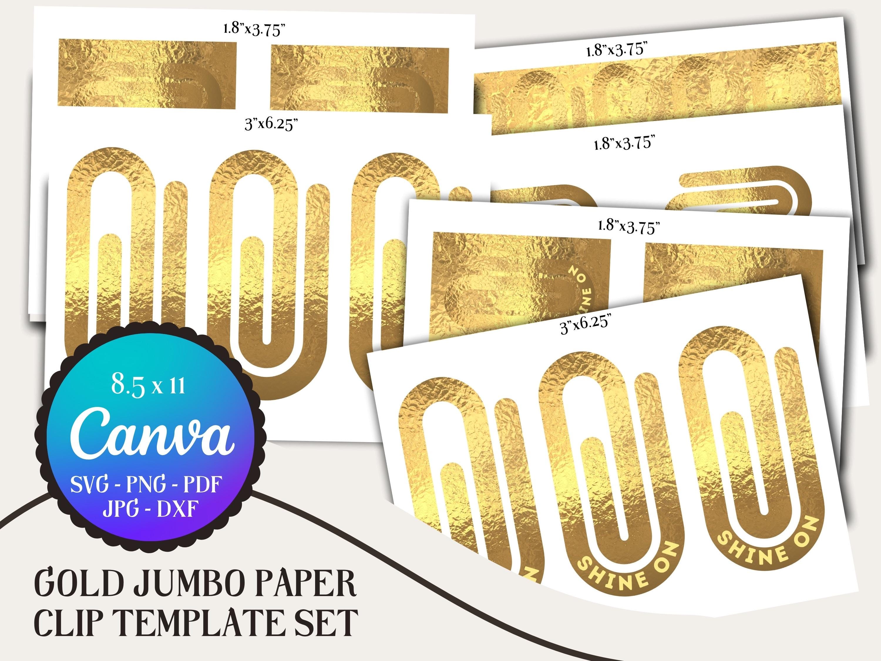Jumbo Gold Paper Clip Template: Canva Editable Bookmark SVG (Digital Download)