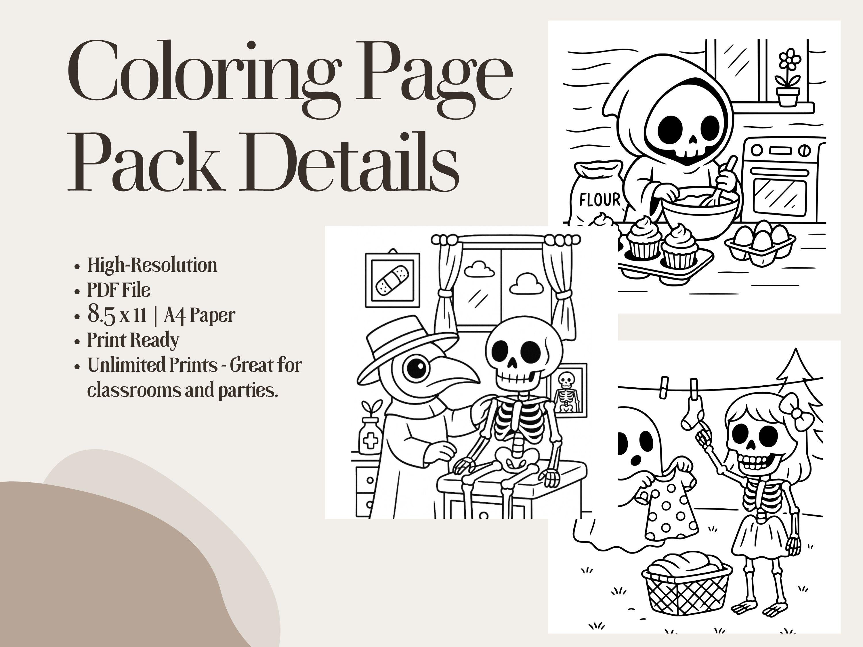 Spooky Cuties Coloring Book: Cozy Halloween Kawaii Pages (PDF Download)