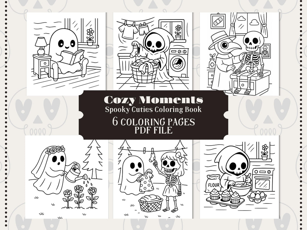 Spooky Cuties Coloring Book: Cozy Halloween Kawaii Pages (PDF Download)