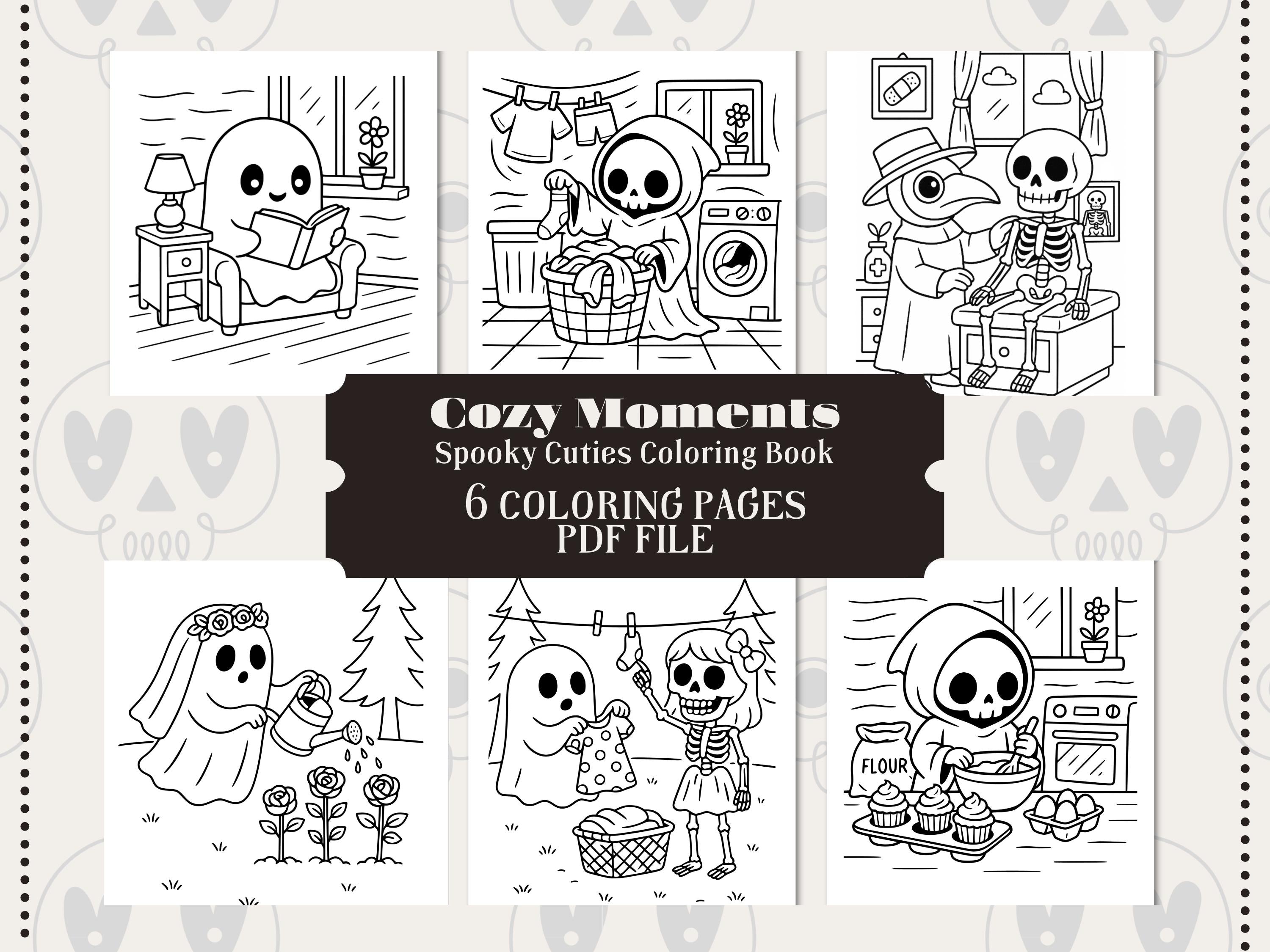 Spooky Cuties Coloring Book: Cozy Halloween Kawaii Pages (PDF Download)