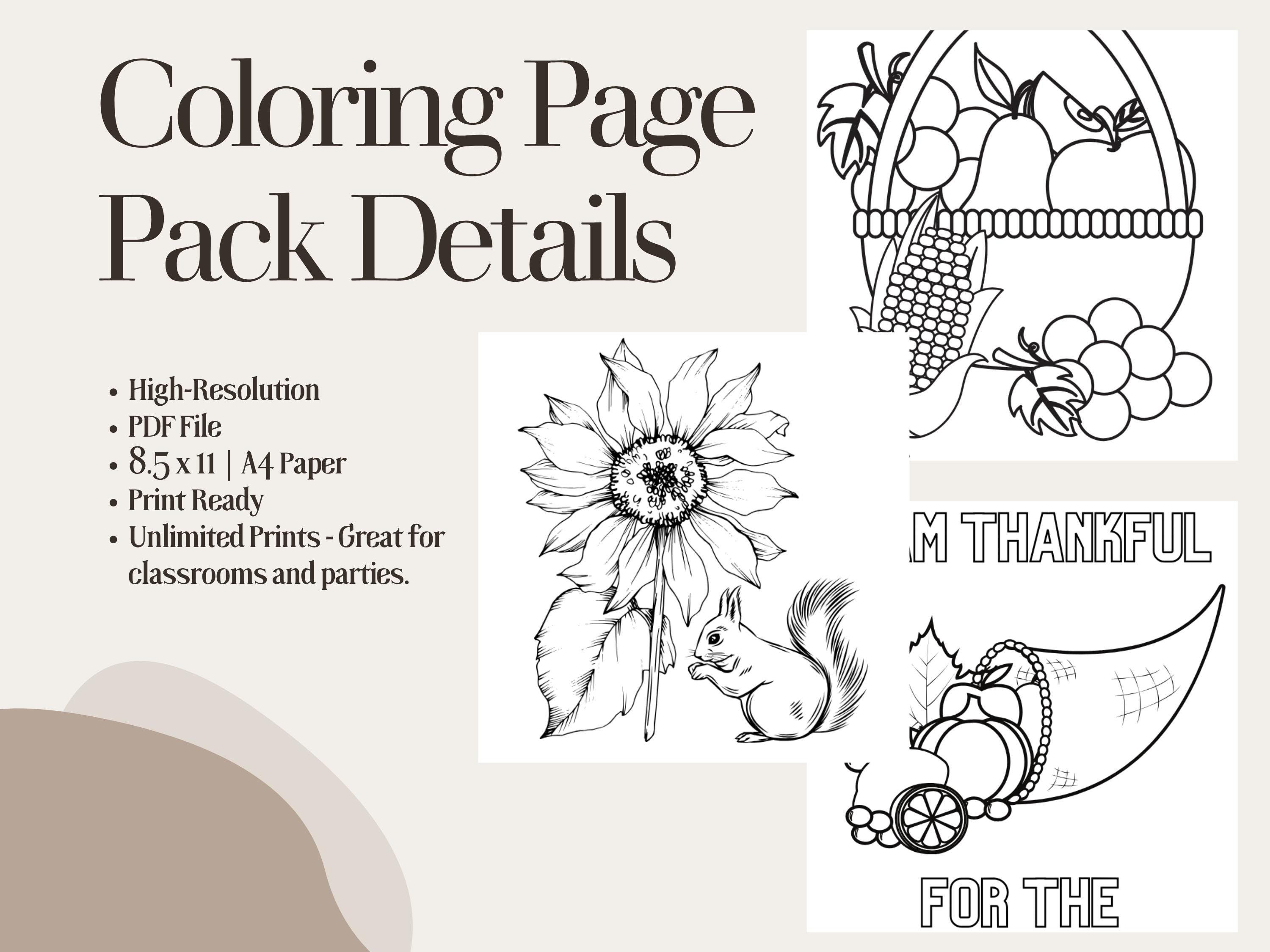 Thanksgiving Coloring Pages: Turkey, Harvest, Family (PDF Download)