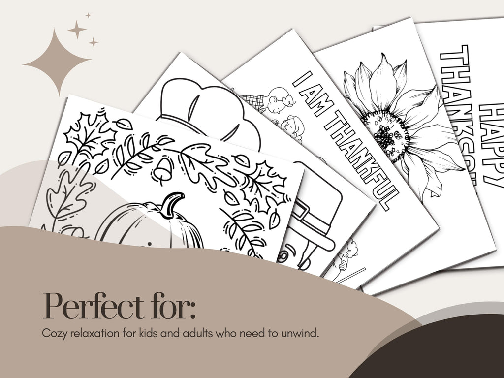Thanksgiving Coloring Pages: Turkey, Harvest, Family (PDF Download)