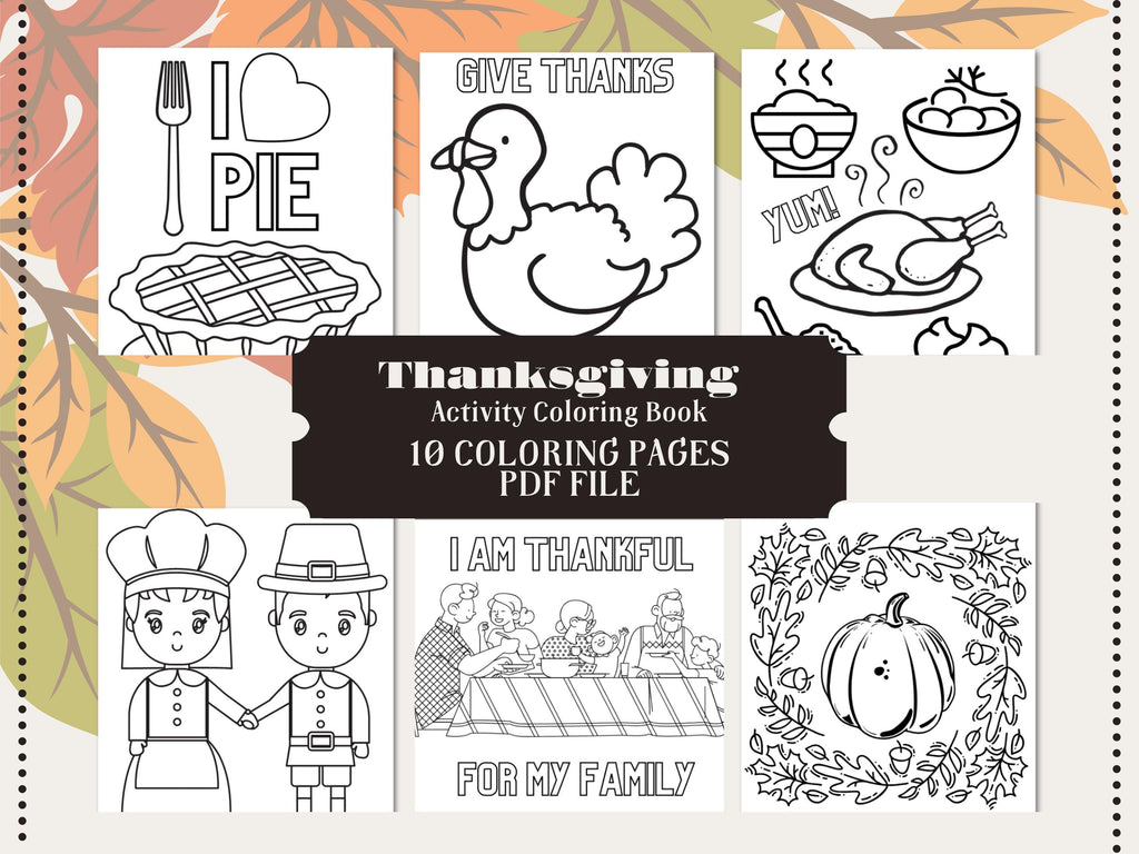 Thanksgiving Coloring Pages: Turkey, Harvest, Family (PDF Download)